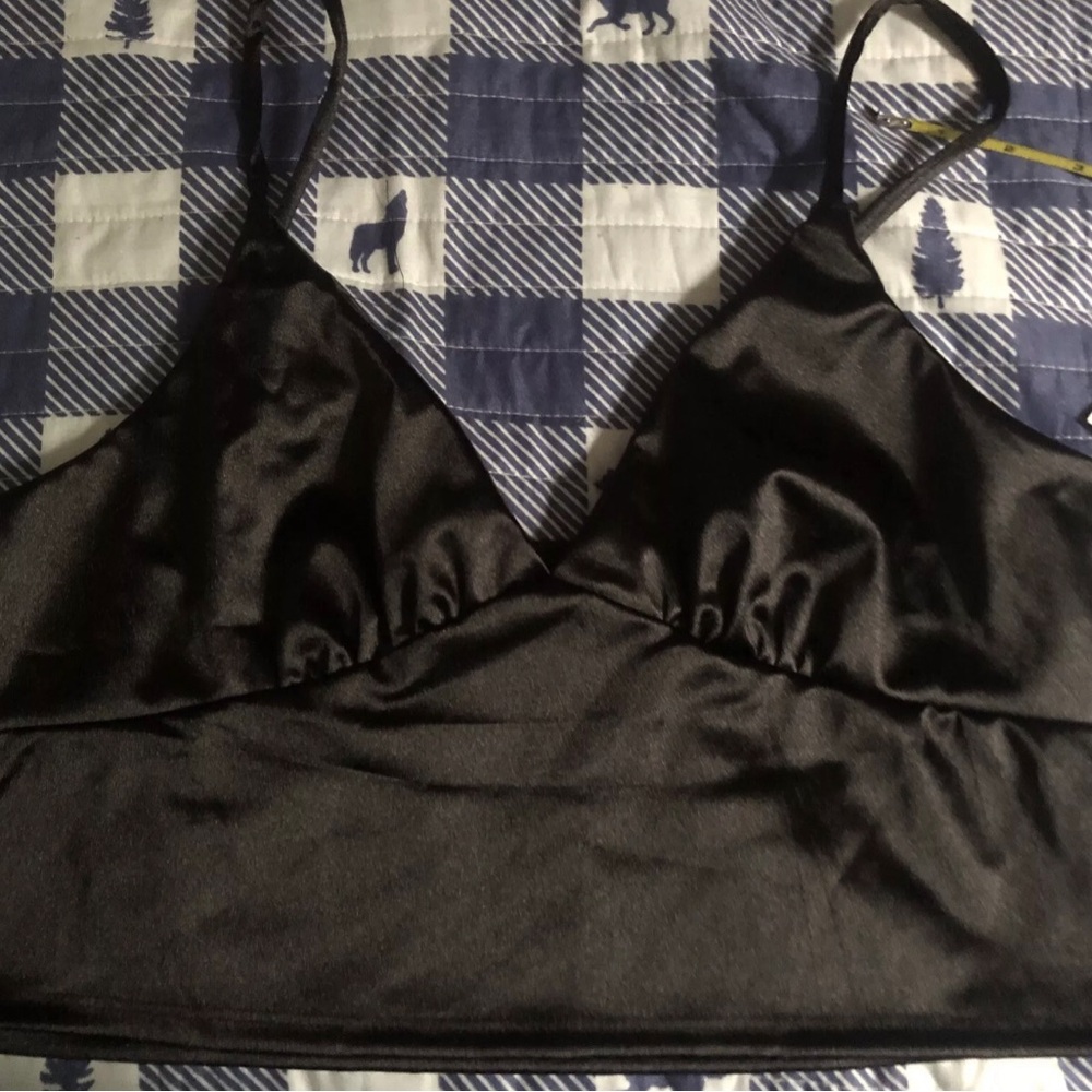 Tilly's Sky & sparrow black cropped satin top size xxl new w tags